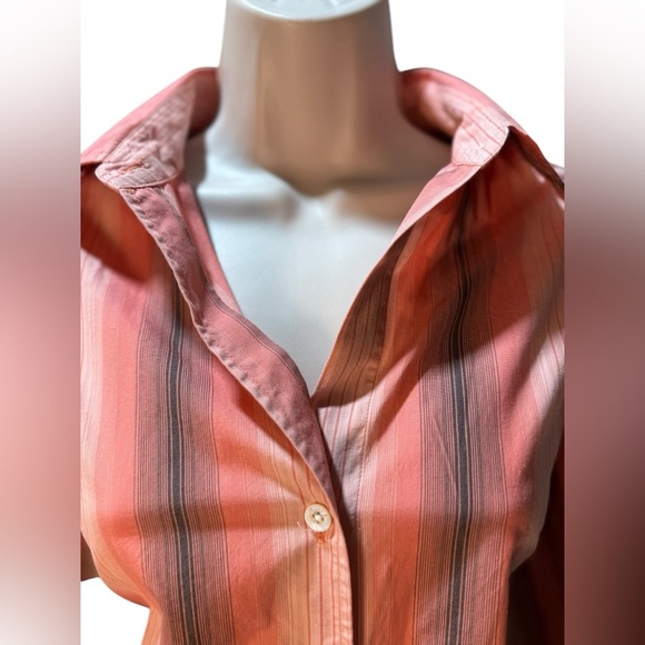 Eddie Bauer 100 | 2x 100 | 2 Cotton Poplin Button-up top pink gray white Small - Picture 5 of 11